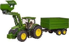 John Deere 7R + caricatrice frontale + rimorchio